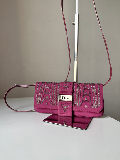 AVAILABLE | Christian Dior Limited Edition Embroidered Two-Way Clutch – Pink