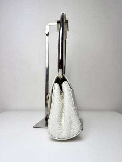 Prada Vitello Daino Leather Beaded Swing Bag – White