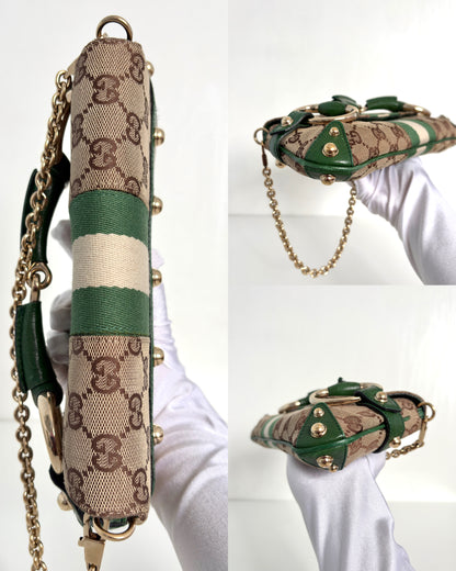 Available | Gucci Horsebit Green Chain Clutch