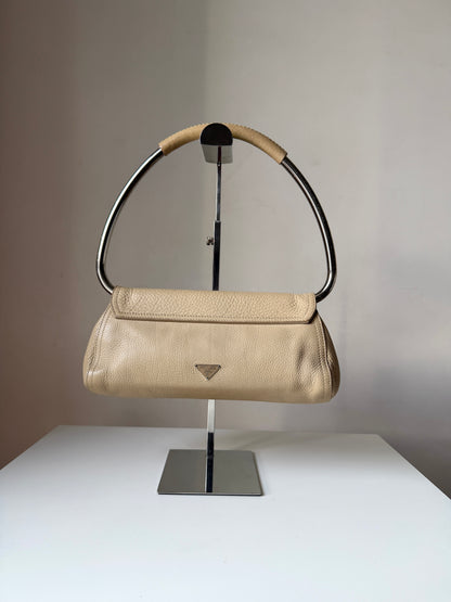 AVAILABLE | Prada Vitello Daino Ricamo Swing Bag – Beige