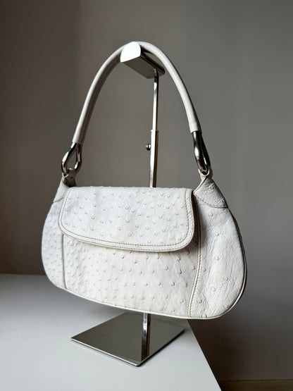 AVAILABLE | Prada Ostrich Swing Handbag 2003  – White
