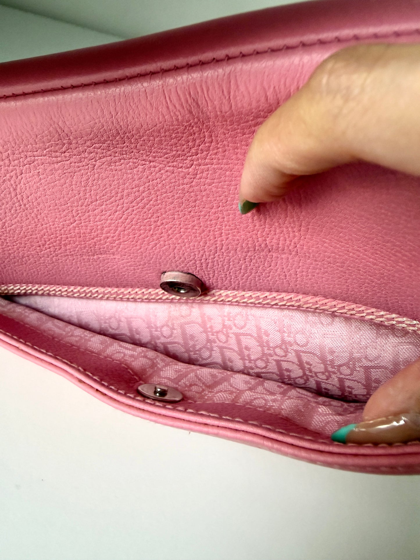 AVAILABLE | Christian Dior Leather Saddle Bag – Pink