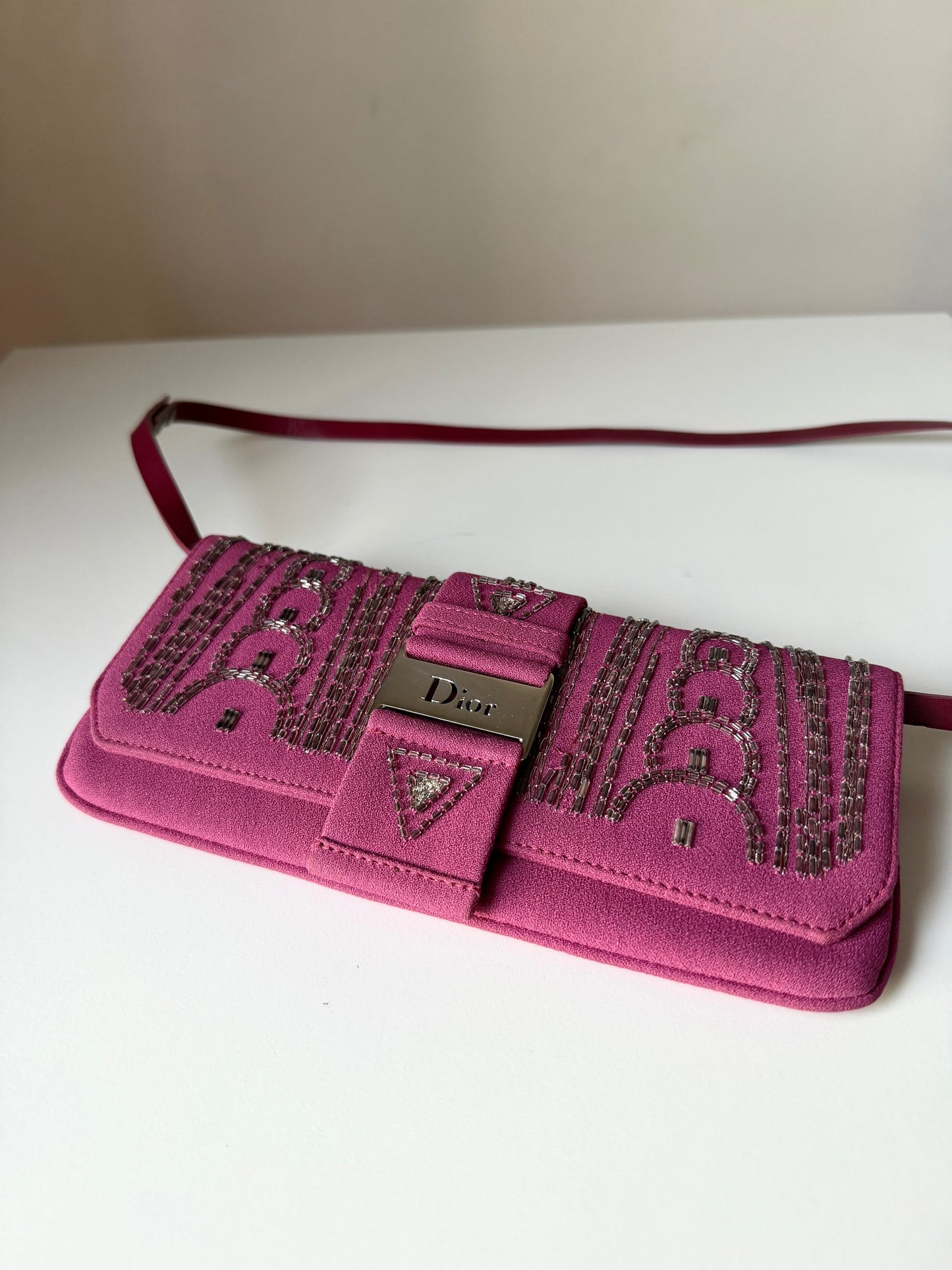 AVAILABLE | Christian Dior Limited Edition Embroidered Two-Way Clutch – Pink