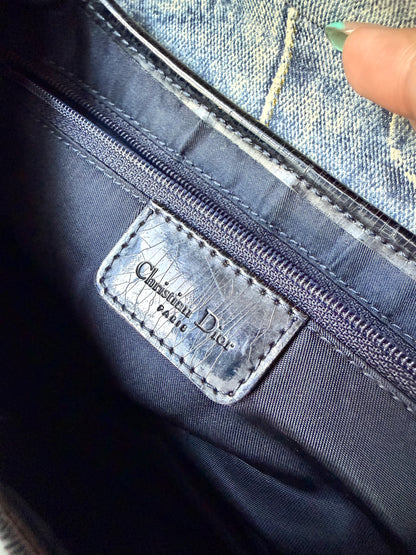 AVAILABLE | Christian Dior Speedway Distressed Saddle Bag – Blue