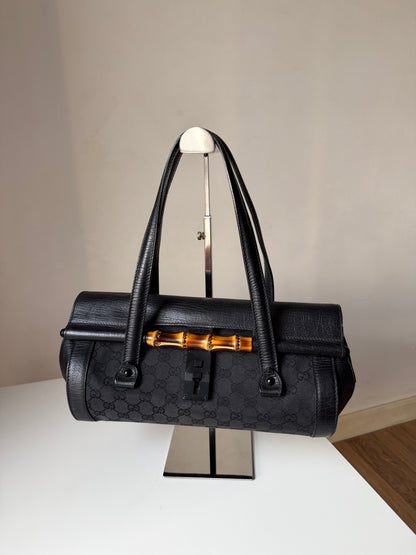 AVAILABLE | Gucci GG Canvas Bamboo Bullet Medium – Black