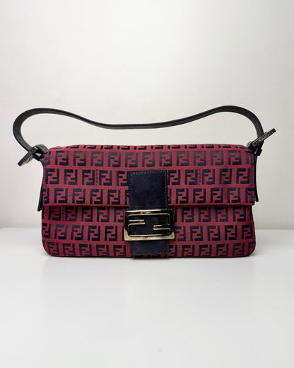 Fendi Zucchino Baguette Bag – Red