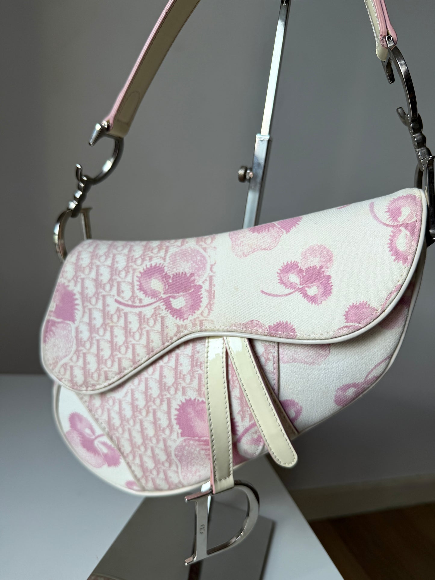 AVAILABLE | Christian Dior Cherry Blossom Saddle Bag – Pink