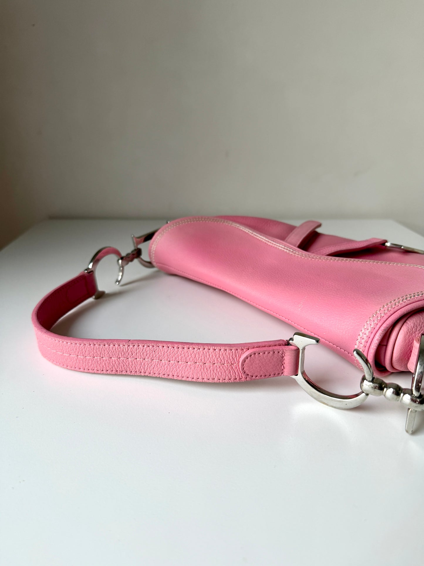 AVAILABLE | Christian Dior Leather Saddle Bag – Pink