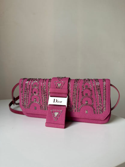 AVAILABLE | Christian Dior Limited Edition Embroidered Two-Way Clutch – Pink