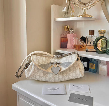 Christian Dior Romantique Trotter White Flap Bag