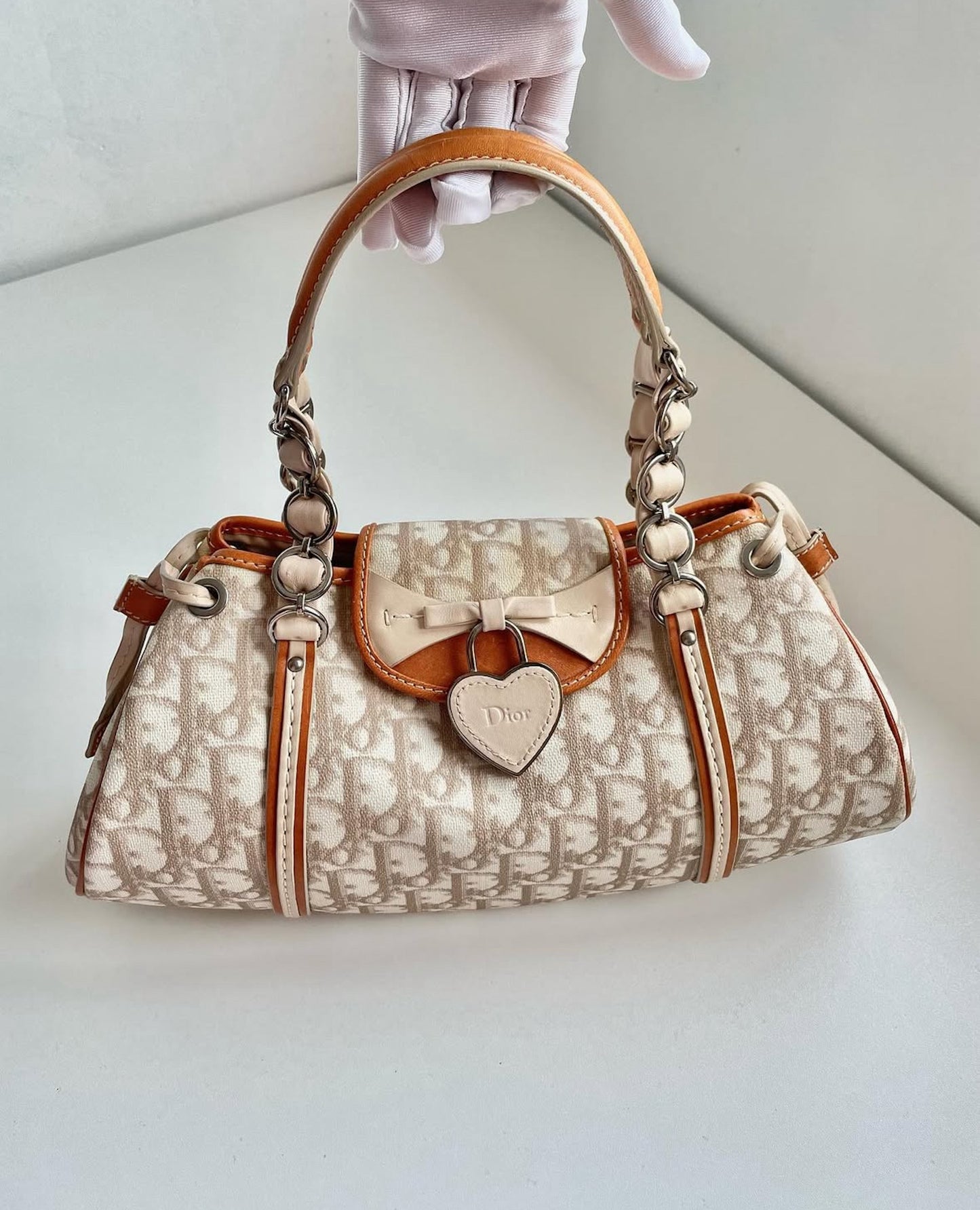 Christian Dior Romantique Trotter Flap Bag Brown