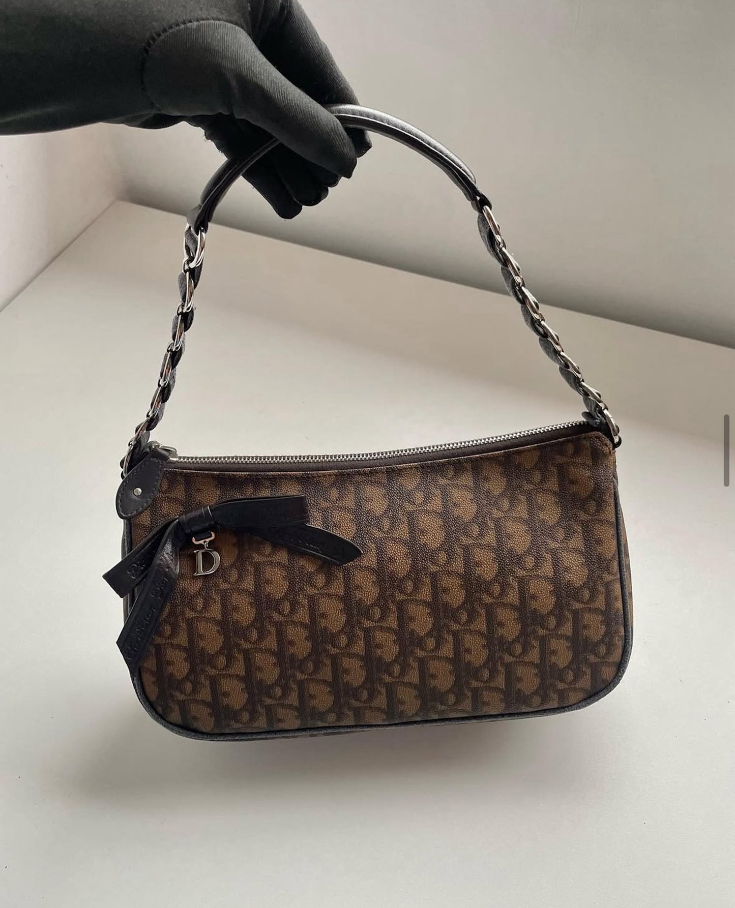 Christian Dior Romantique Trotter Shoulder Brown Bag