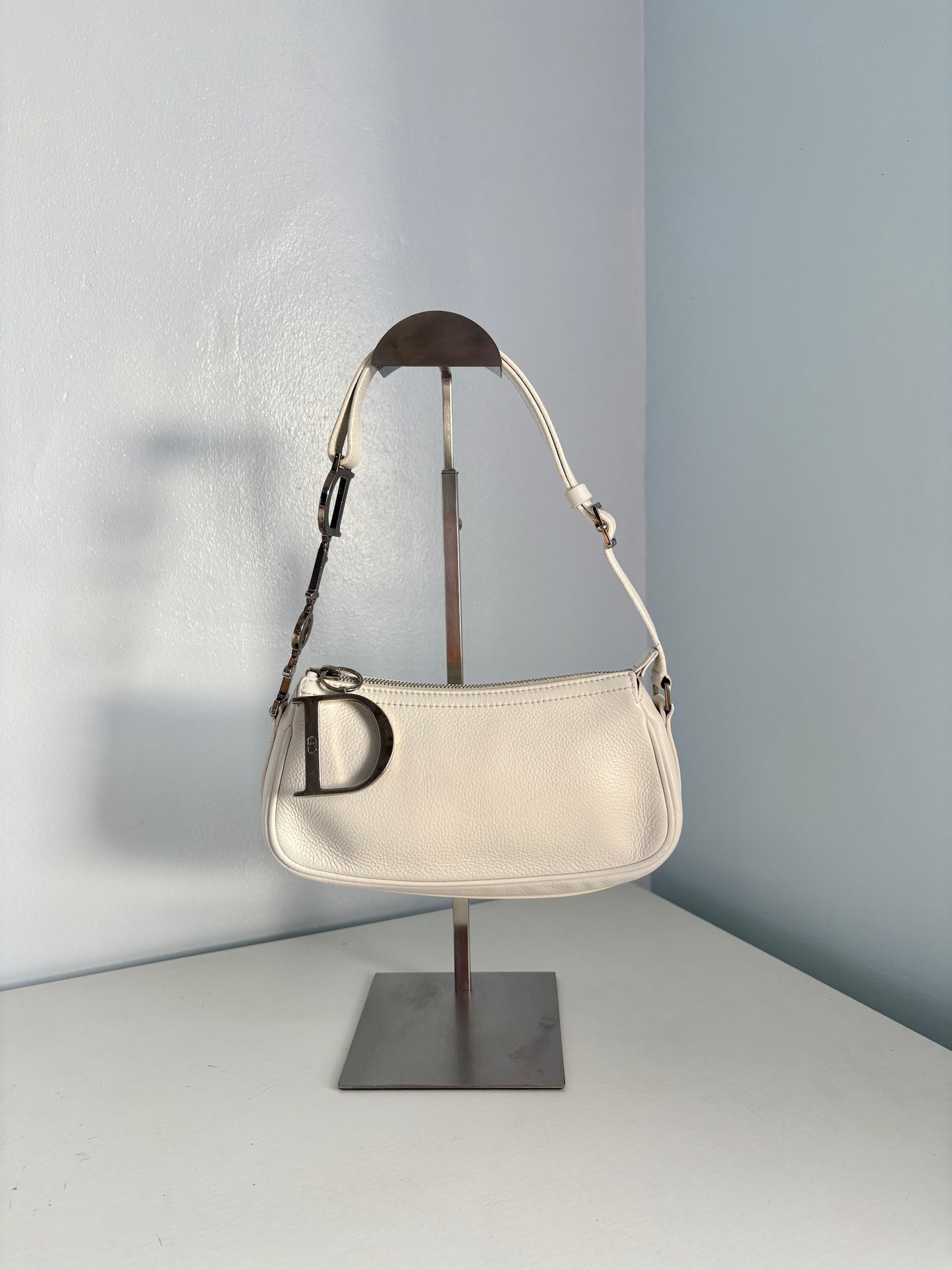 Christian Dior D-Charm White Leather Pochette