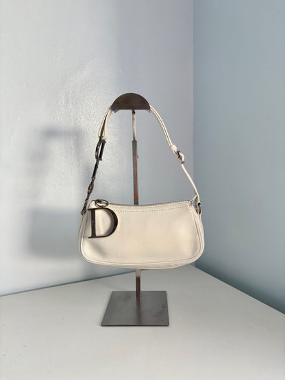 Christian Dior D-Charm White Leather Pochette