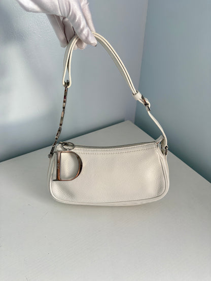 Christian Dior D-Charm White Leather Pochette