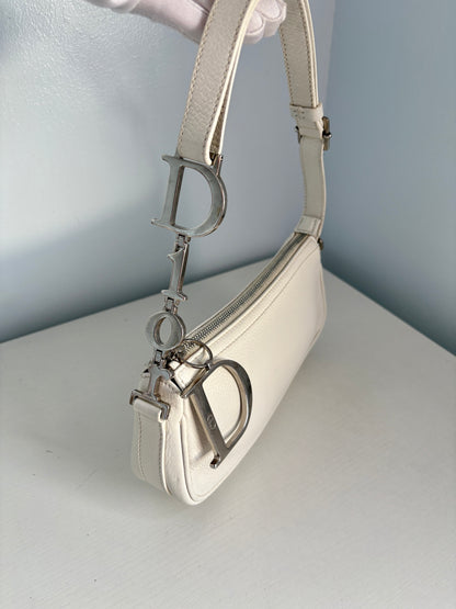 Christian Dior D-Charm White Leather Pochette