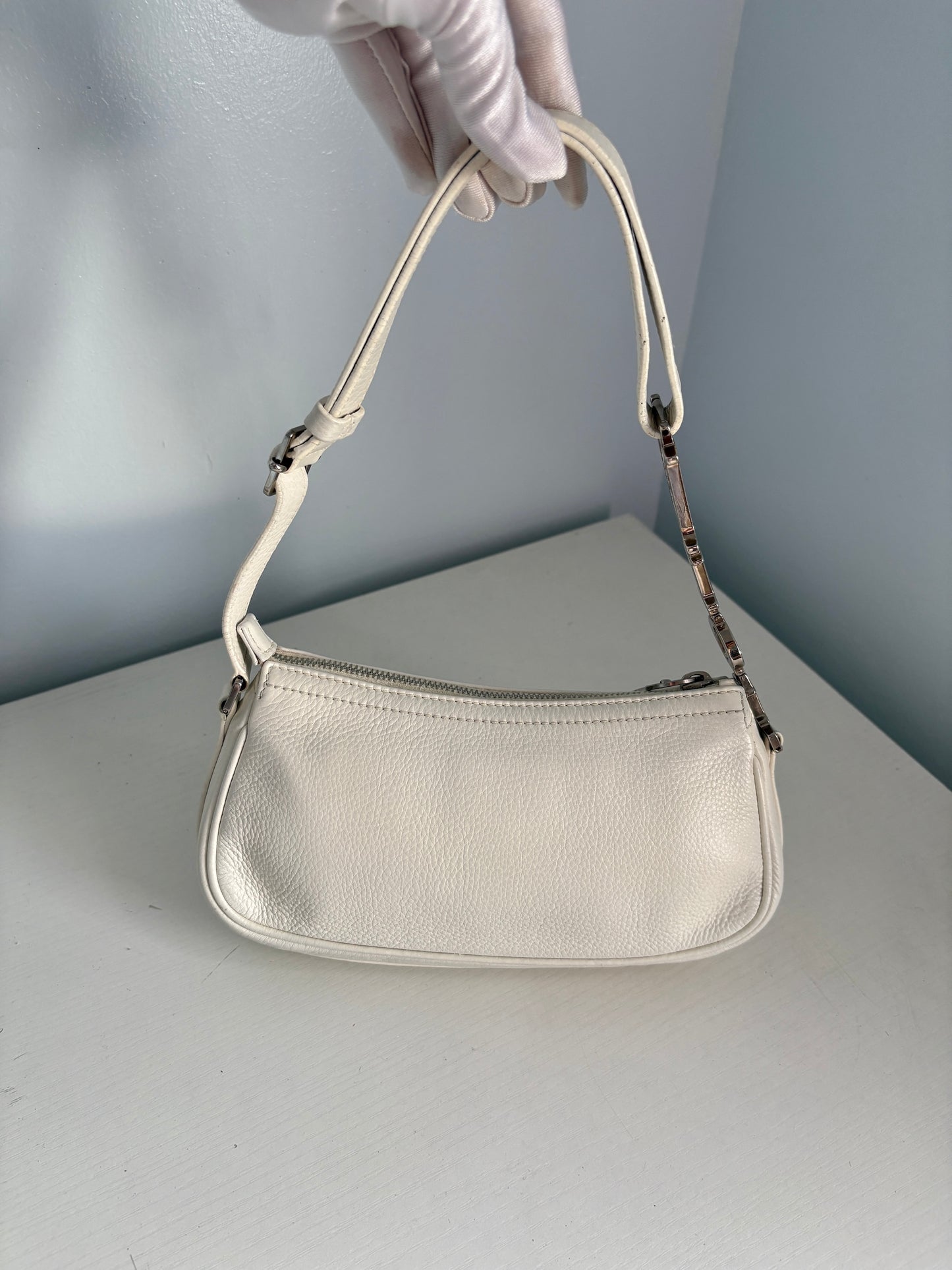 Christian Dior D-Charm White Leather Pochette