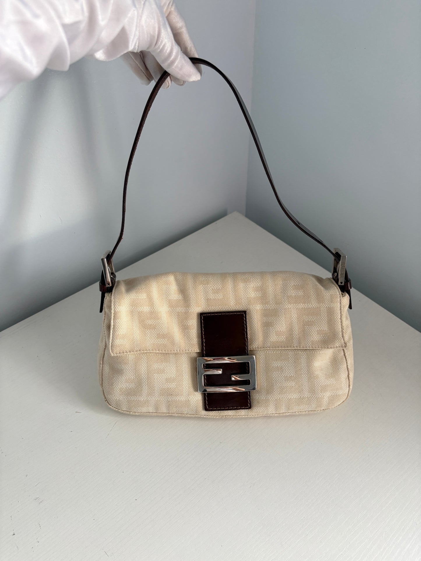 Fendi Monogram Beige Baguette