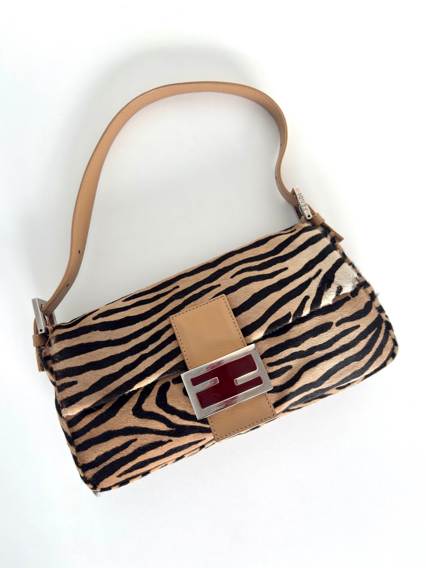 FENDI Zebra Printed Pony Hair Baguette