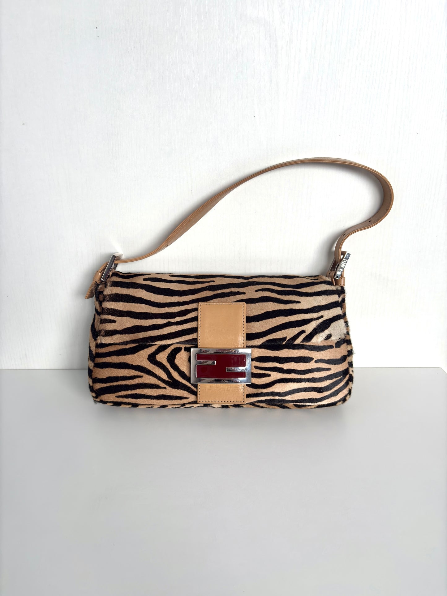 FENDI Zebra Printed Pony Hair Baguette