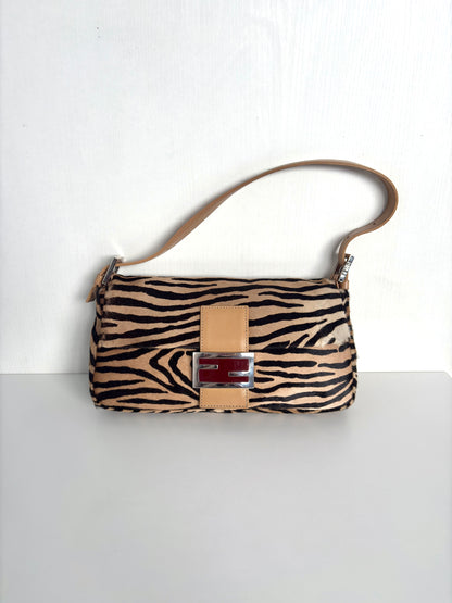 FENDI Zebra Printed Pony Hair Baguette