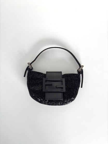 FENDI Black Beaded Mini Croissant