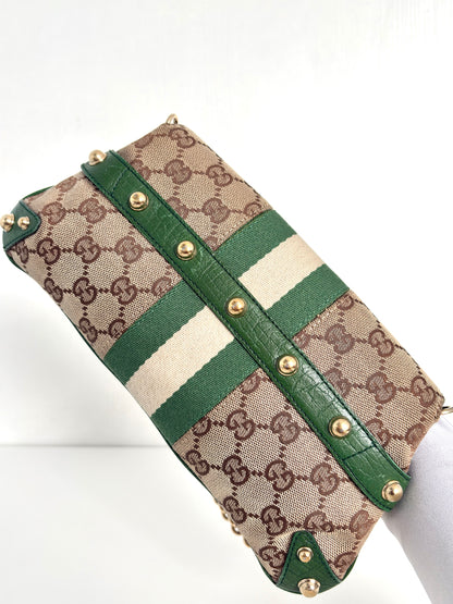 Available | Gucci Horsebit Green Chain Clutch