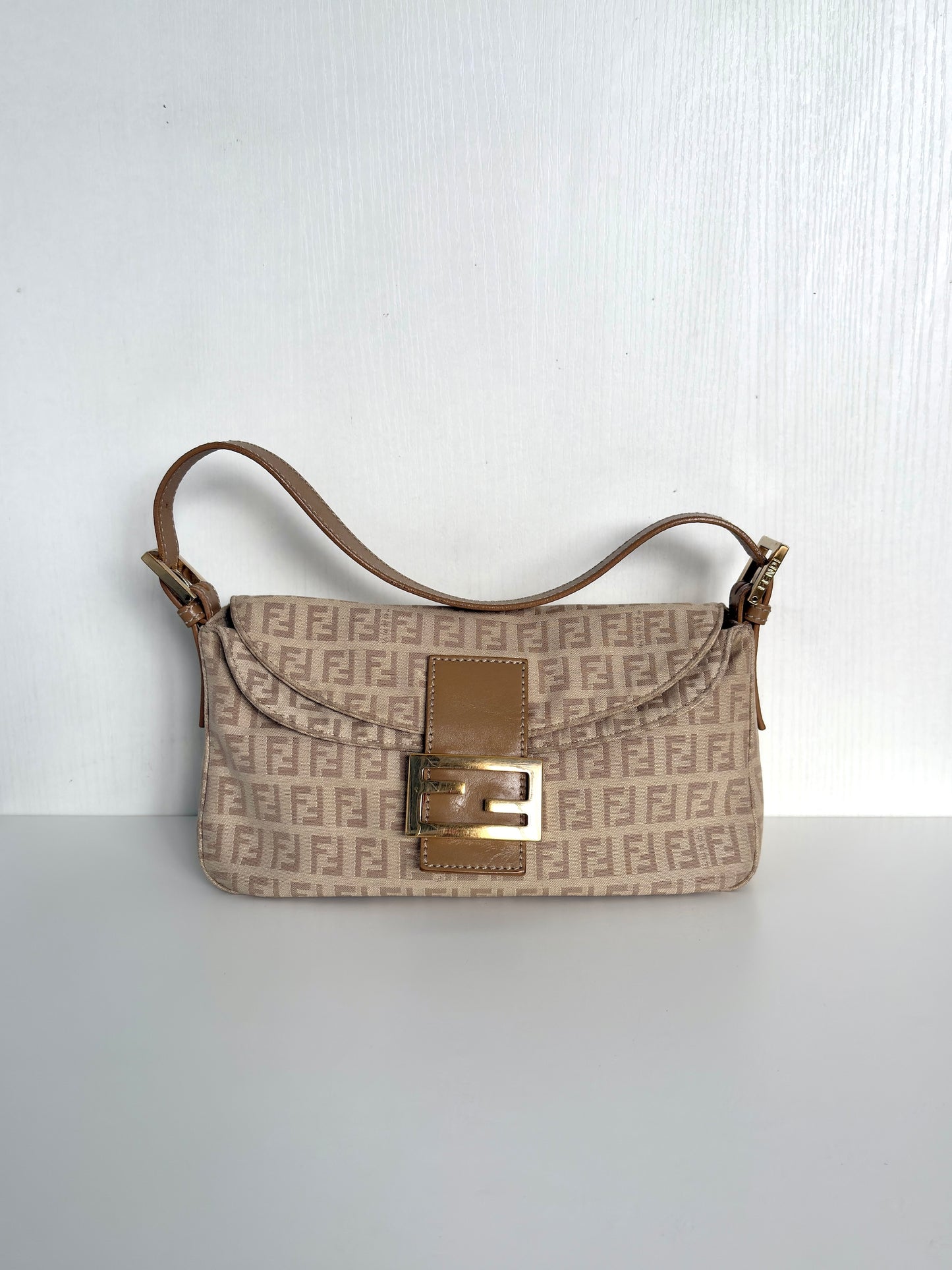 Available | FENDI Zucchino Double Flap Baguette
