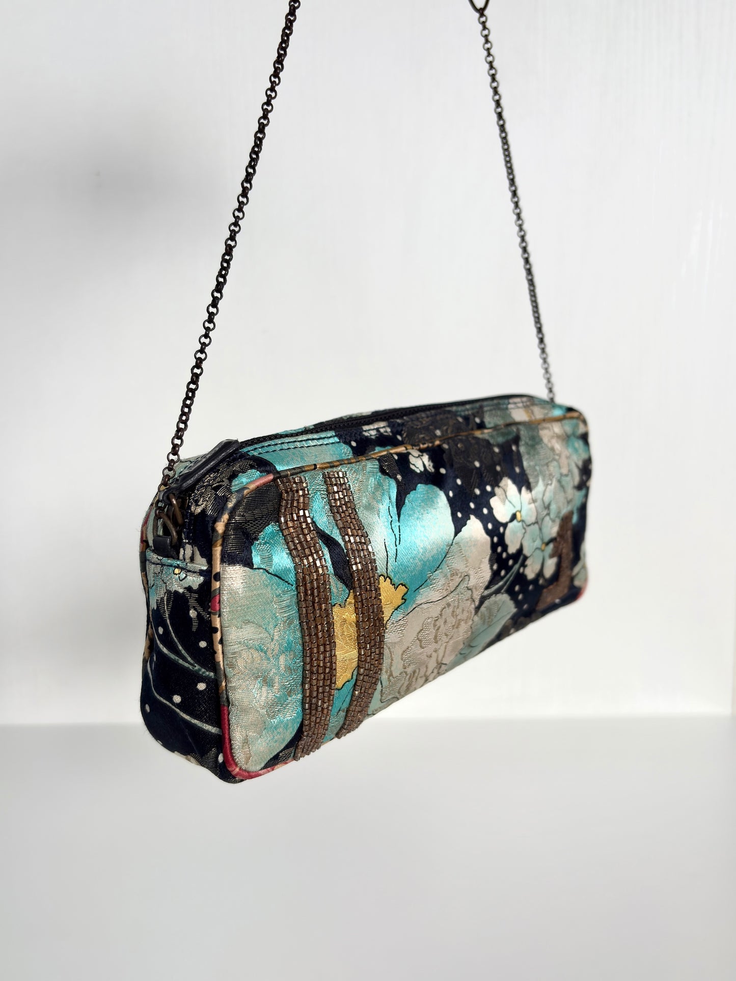 Available | Christian Dior FW01 Embellished No.1 Floral Jacquard Shoulder Bag – Multicolor