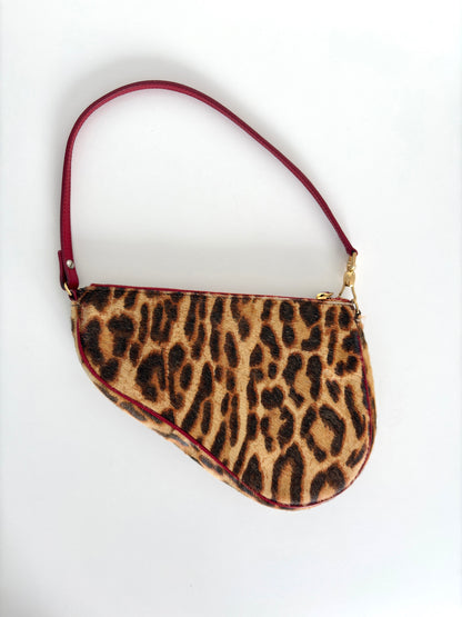 Available | Christian Dior Leopard Pony Hair Mini Saddle Bag