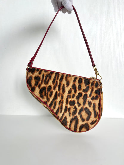 Available | Christian Dior Leopard Pony Hair Mini Saddle Bag