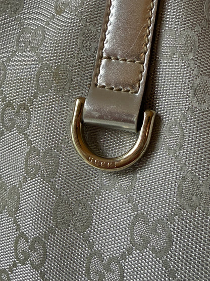 AVAILABLE | Gucci Metallic Canvas Shopper Bag – Silver