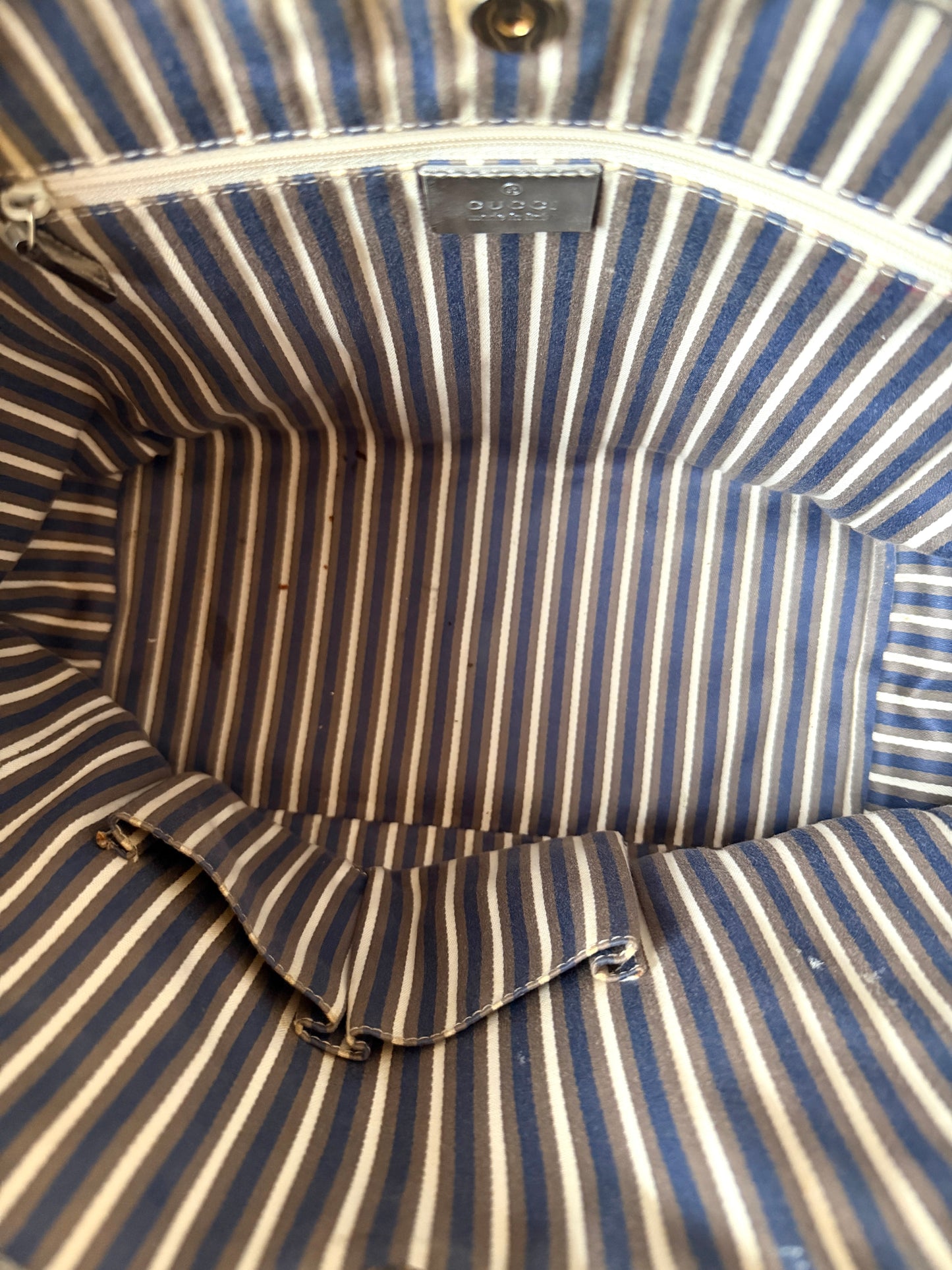 AVAILABLE | Gucci Metallic Canvas Shopper Bag – Silver
