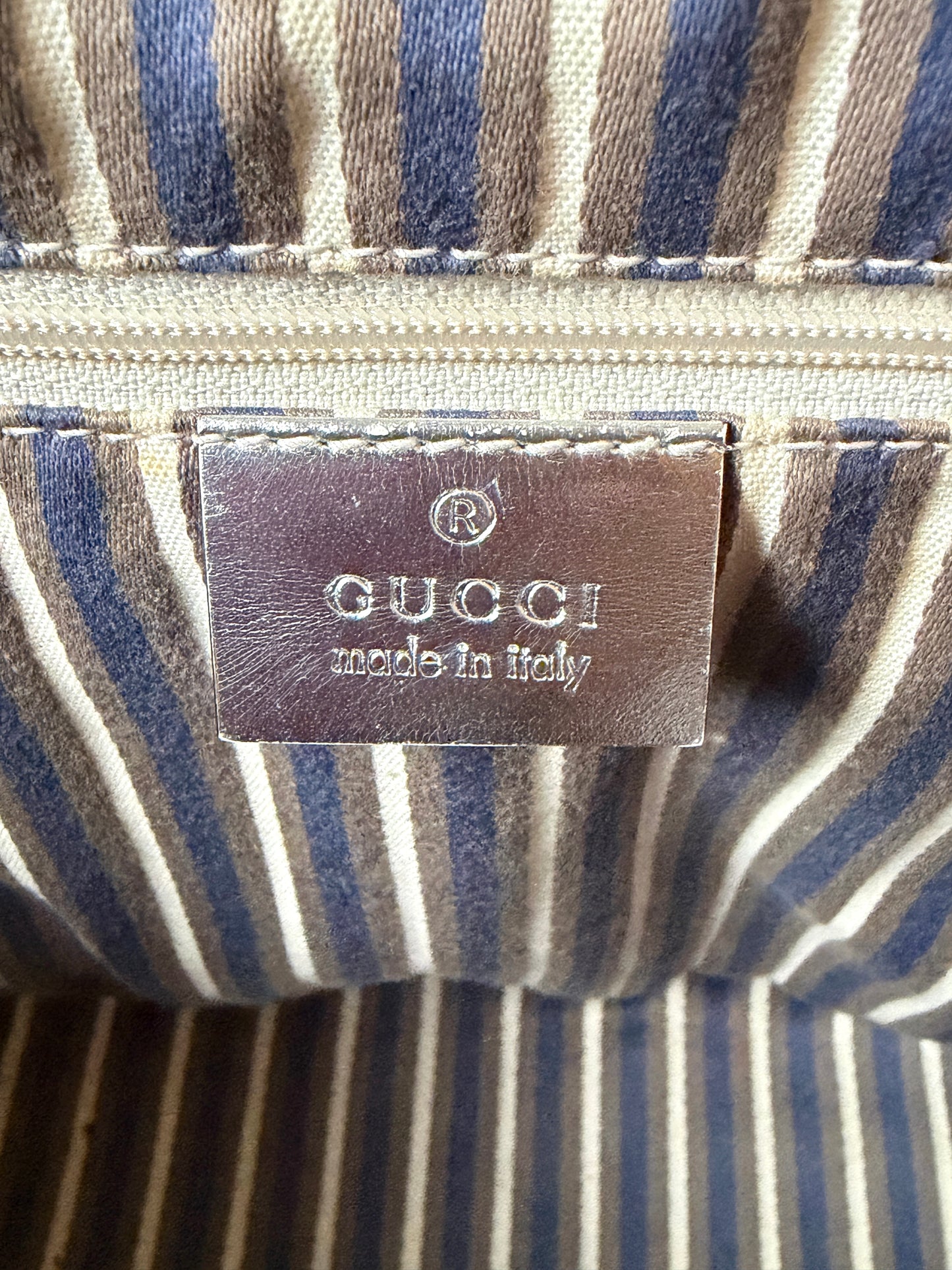 AVAILABLE | Gucci Metallic Canvas Shopper Bag – Silver