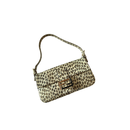 Fendi Cheetah Print Python Baguette Bag